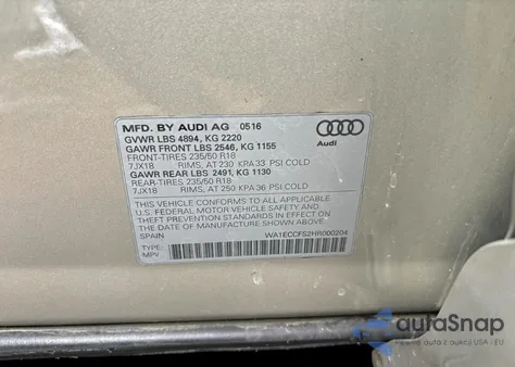 2017 Audi Q3 Premium z USA, uszkodzony, nr VIN WA1ECCFS2HR000204